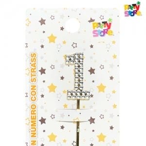 DECORACION ACRILICA NUMERO CON STRASS N.1