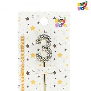 DECORACION ACRILICA NUMERO CON STRASS N.3