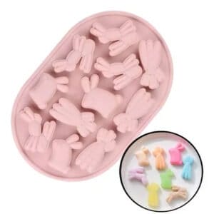 MOLDE SILICONA p/HACER 11 FIGURAS DE CONEJOS y ZANAHORIAS (CS2)