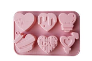 MOLDE SILICONA p/HACER 6 FIGURAS MOD. CORAZONES LOVE (CS) - Imagen 2