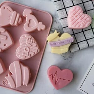 MOLDE SILICONA p/HACER 6 FIGURAS MOD. CORAZONES LOVE (CS)