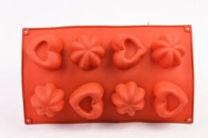 MOLDE SILICONA MARRON 8 CAVIDADES FLOR/CORAZON (LIS)