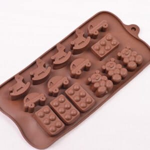 MOLDE SILICONA p/15 BOMBONES LEGOS y JUGUETES (CS2)