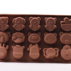 MOLDE SILICONA p/15 BOMBONES ANIMALITOS CARITAS