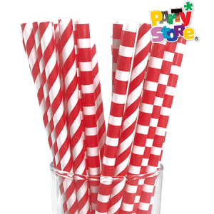 SORBETES DE POLIPAPEL ROJOS y BLANCOS x 24 unidades