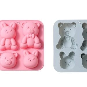 MOLDE SILICONA 4 FIGURAS OSITOS Y CONEJOS
