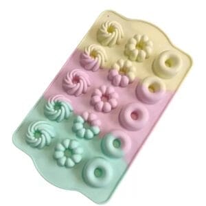 MOLDE SILICONA TRICOLOR 15 MINI DONAS