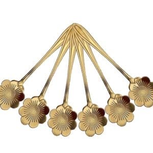SET 6 CUCHARITAS DORADAS p/POSTRE MODELO GIRASOL