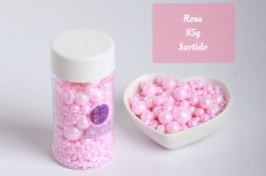 PERLAS COMESTIBLES EN TUBO 85gms ROSA SURTIDO